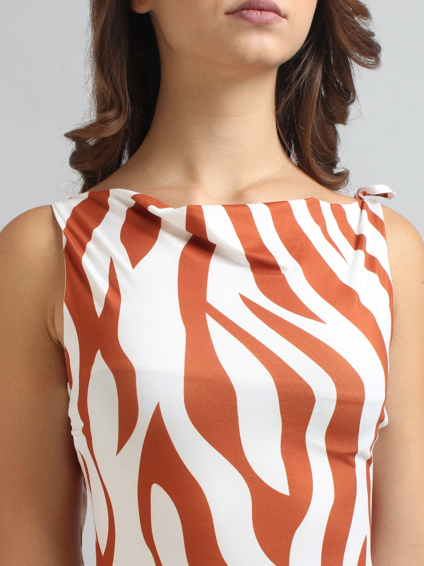 Cowl Neck Ruched Midi Dress