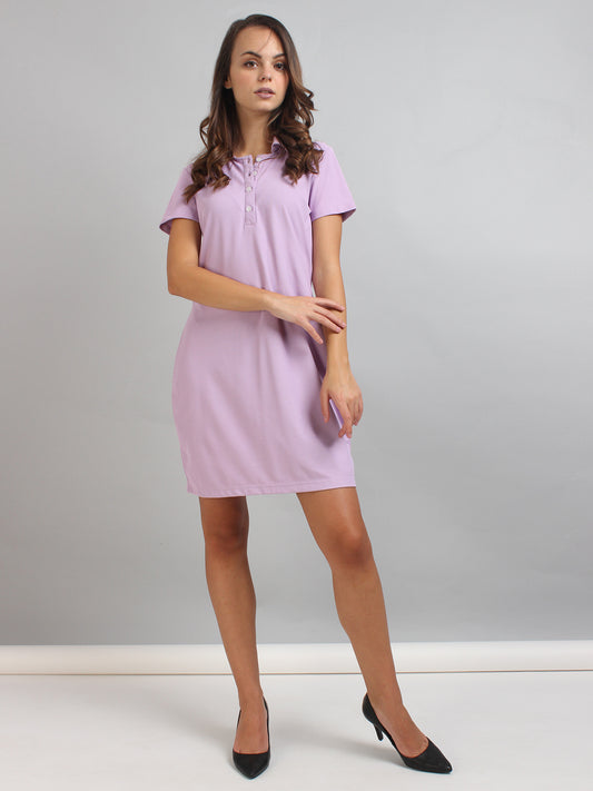 Lilac Polo Neck T-Shirt Dress
