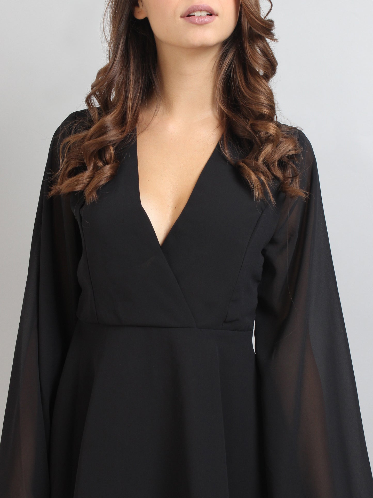 Ruffle Flared Sleeve Skater Dress