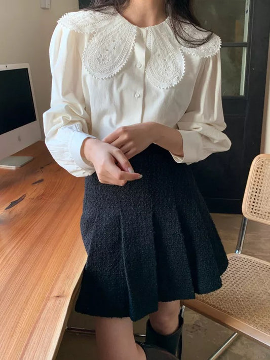 Fiona Peter Pan Collar Blouse (White)